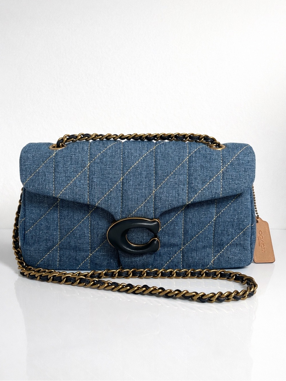Coach Tabby 26 Quilted Denim Shoulder Bag Blue Hardware Celebrity-Loved Trendy
